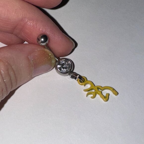 Yellow Browning Dangle Belly Ring - Picture 5 of 6